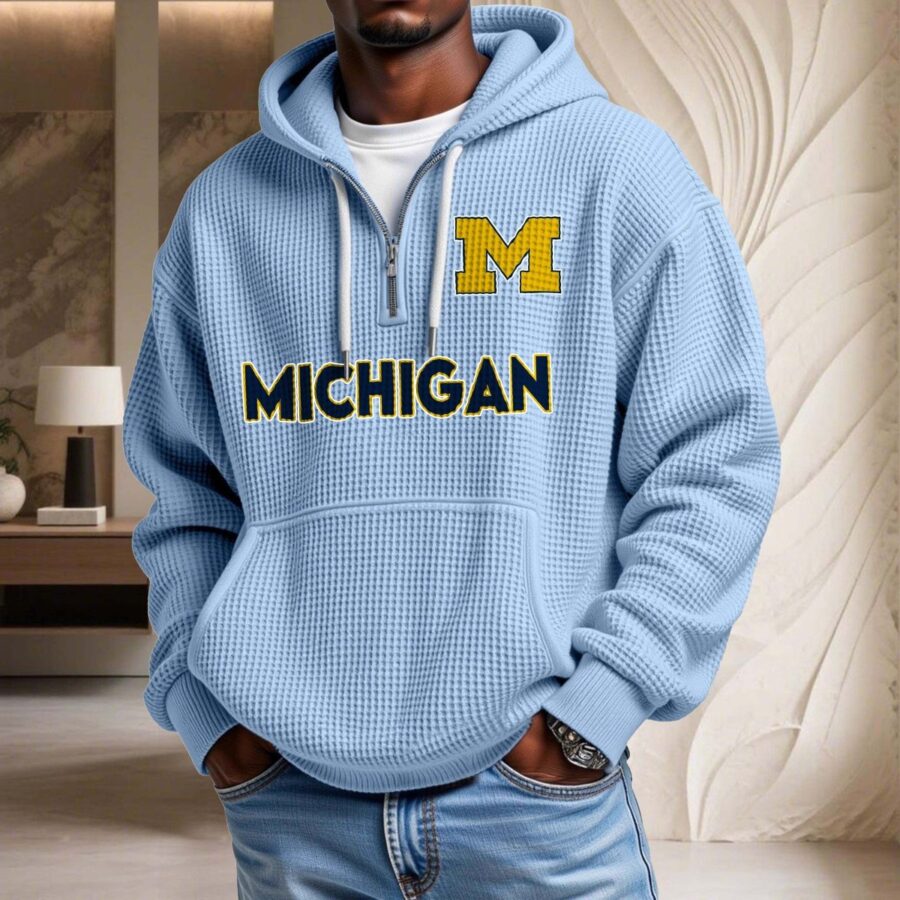 Michigan Wolverines Waffelstrick-Hoodie – Bild 7