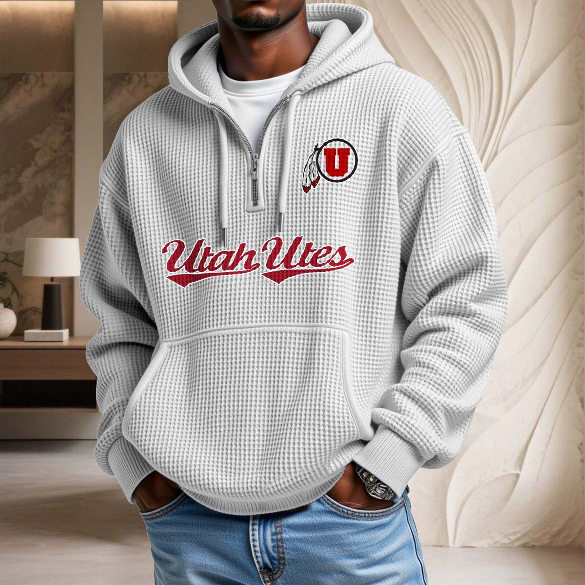 Utah Utes Waffelstrick-Hoodie