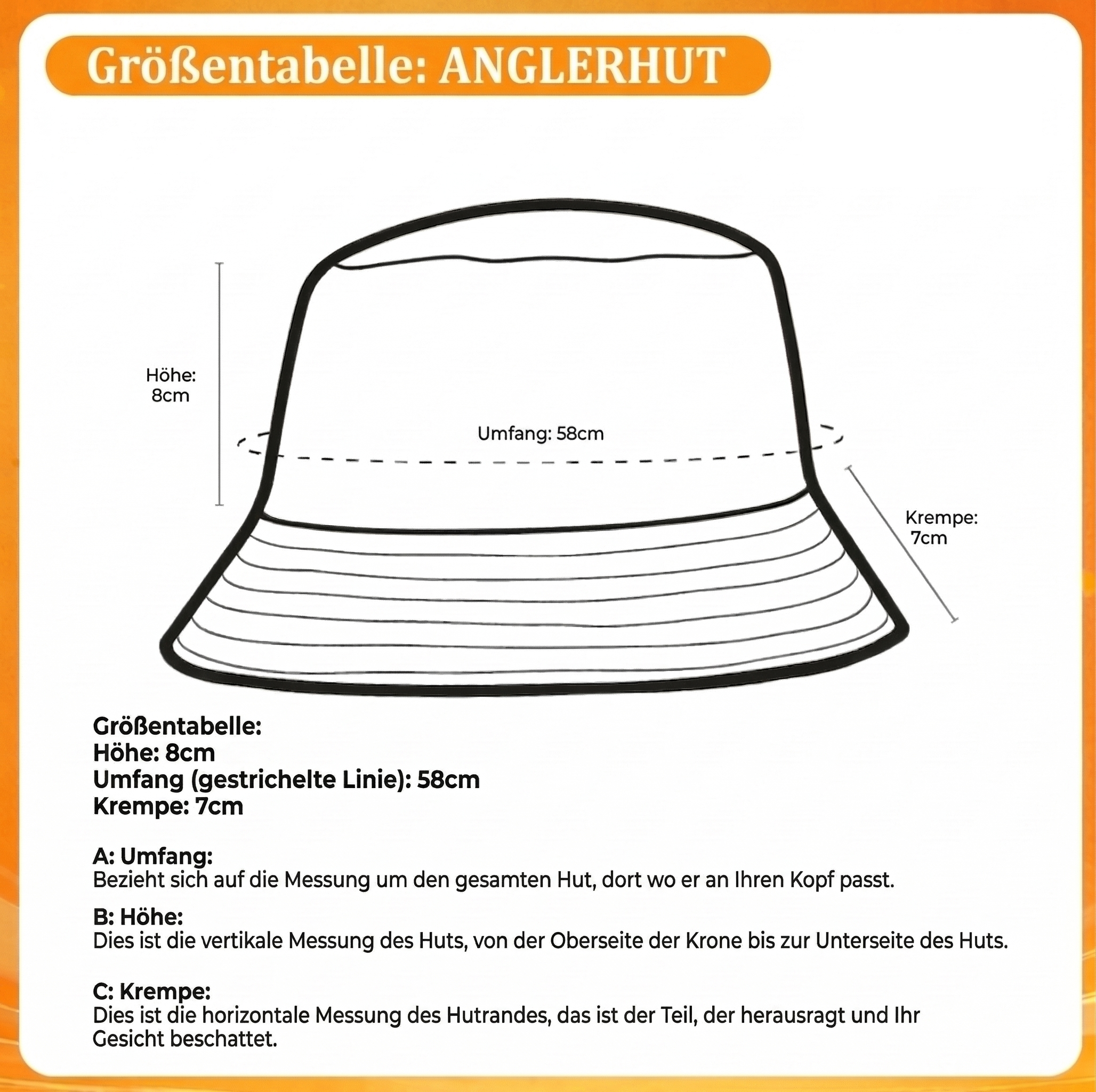 Größentabelle Anglerhut